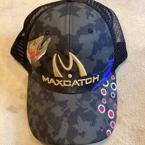 Max Catch Fishing Men's Trucker Snapback Hat Black Mesh Back, One‎ Size